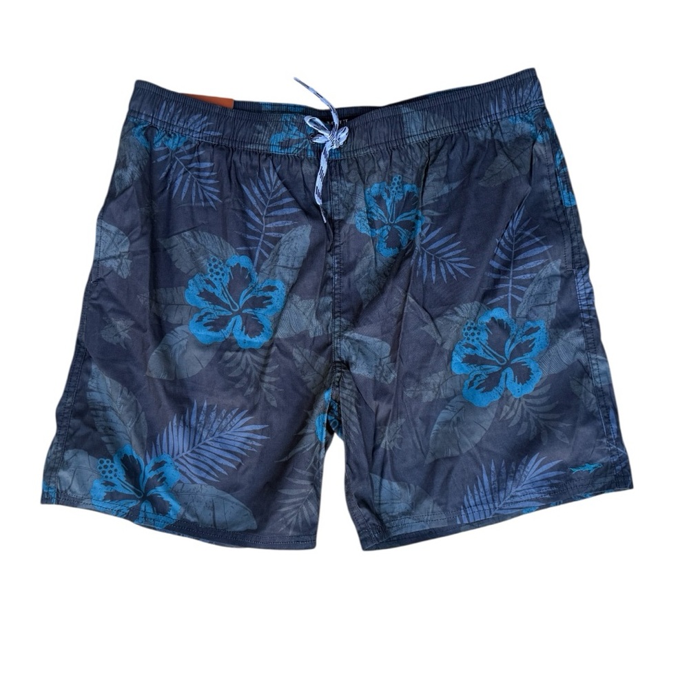 MAUI AND SONS Mens Gray Tropical Floral Swim Trunks Shorts